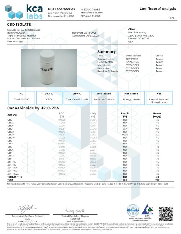 Cbd Isolate 0100219 27feb2025