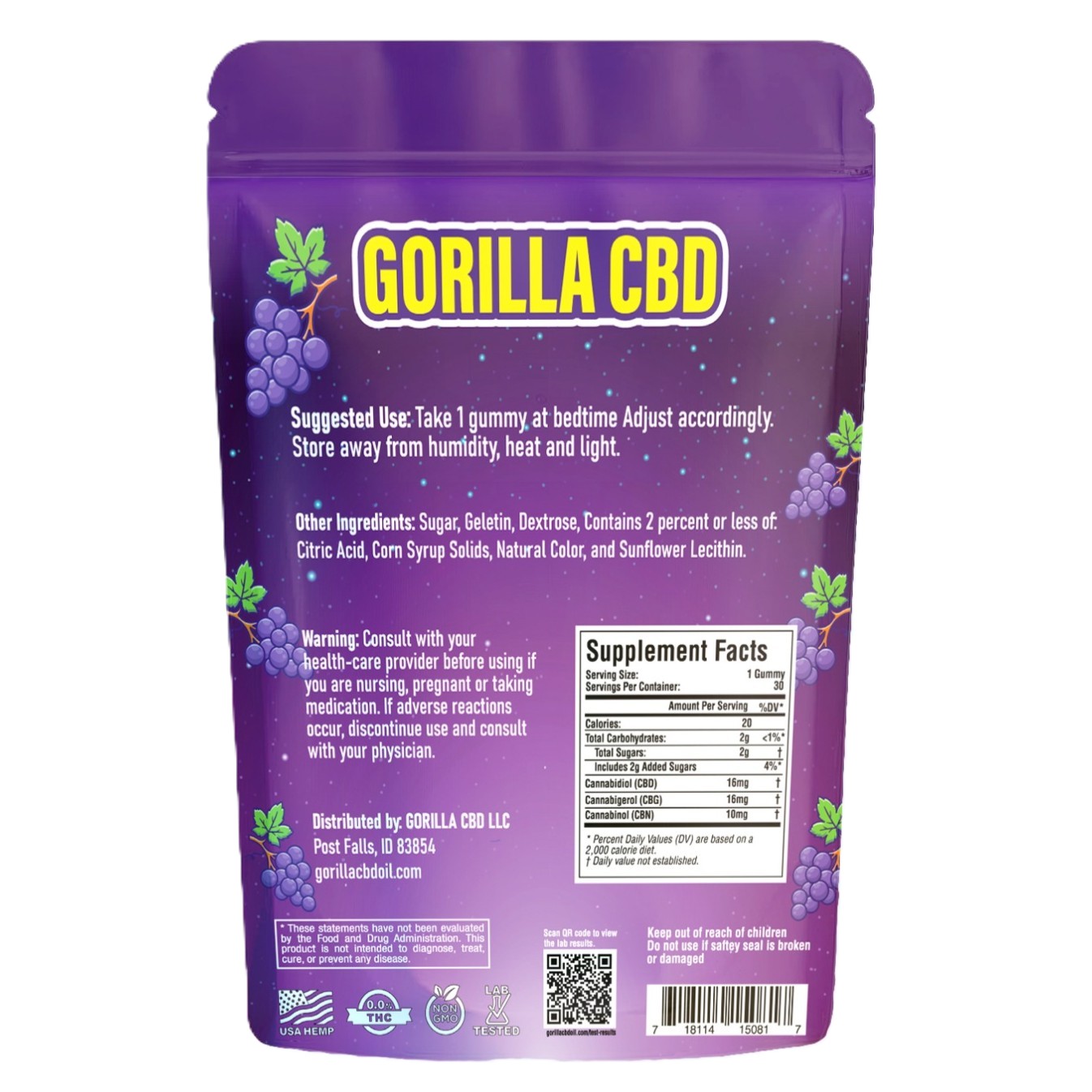 Sweet Dreams Gummies (CBD + CBG + CBN) Pouch (10-Count)